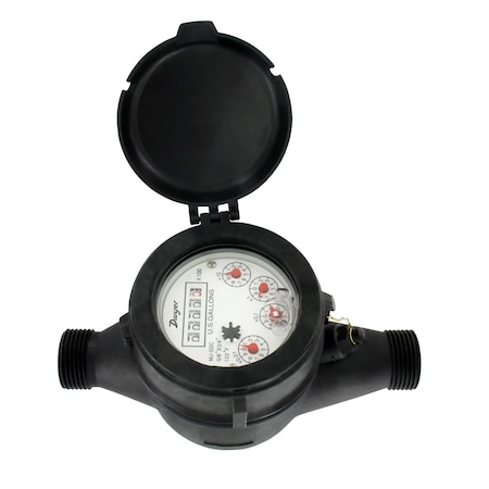 Dwyer Instruments Multi-Jet plastic water meter, 1/2" pipe size with 0.1 gal pulse output. WPT-A-C-01